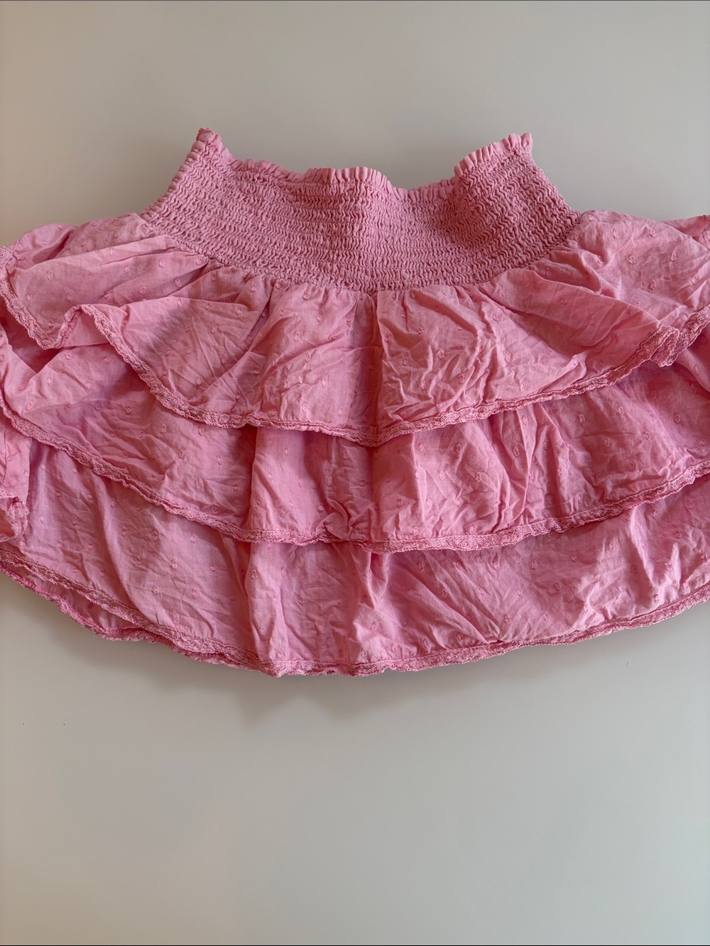 Theme Pink Tiered Ruffle Skirt with Smocked Waist